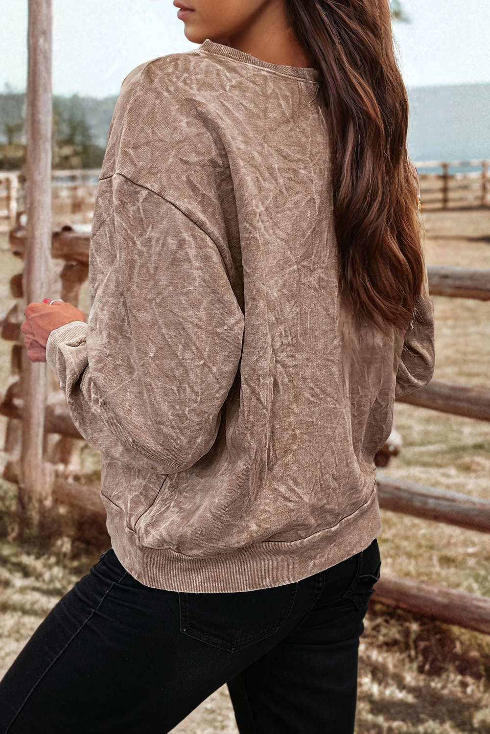 Saved By Grace Embroidery Mineral Wash Loose Sweatshirt