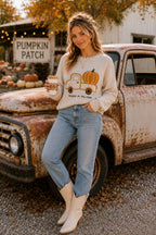 Main Strip - Autumn on the Road Pumpkin Truck Graphic Sweater