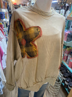 FLOWER PATCH WASHED TERRY KNIT PULLOVER