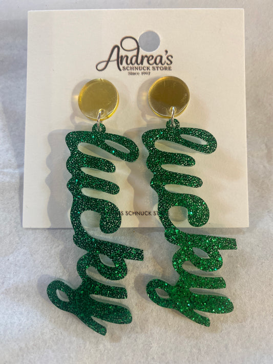 Lucky Green Sparkle Earrings !