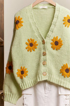 Mello. - Sunflower Embroidered V Neck Cardigan