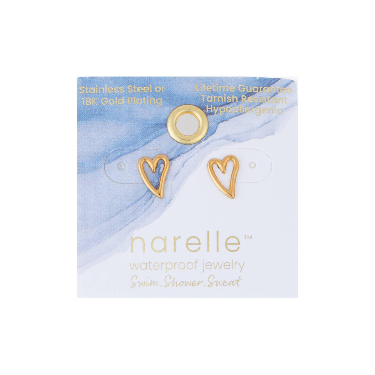 Howard's - Waterproof Earrings Heart Stud in Gold & Stainless Steel