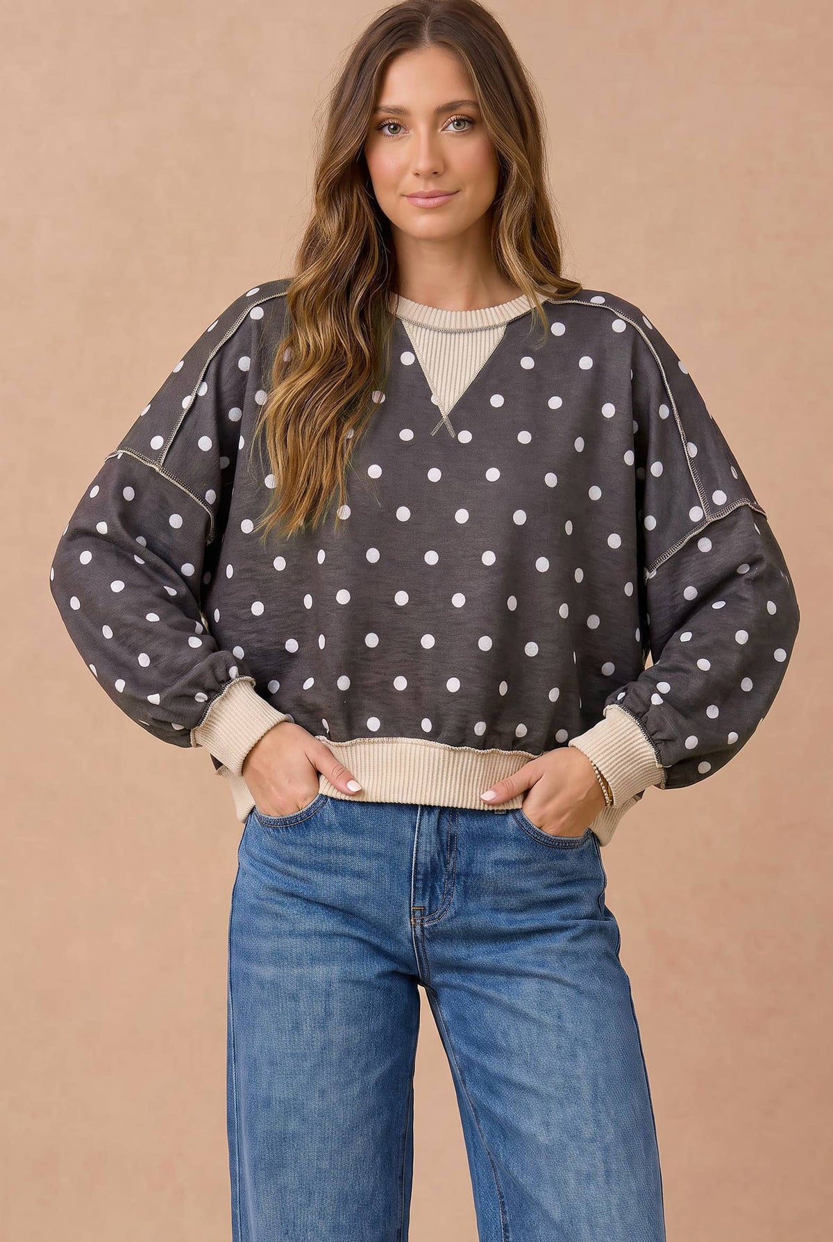 Haptics - Oversized Polka Dot Pullover