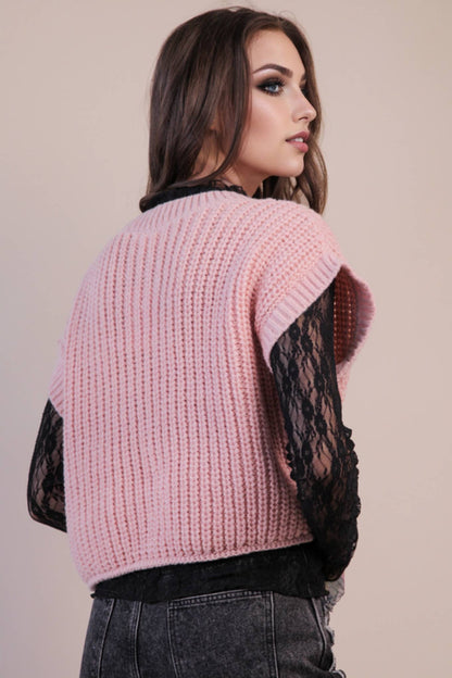 Oversized Button Down Knit Sweater Top