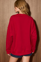 LE LIS - Christmas Tree Embroidered Oversized Sweatshirt