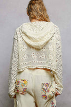Pol Clothing - Chenille Crochet Lightweight Pullover Hoodie Sweater