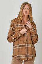 Fringe Detailed Plaid Jacket