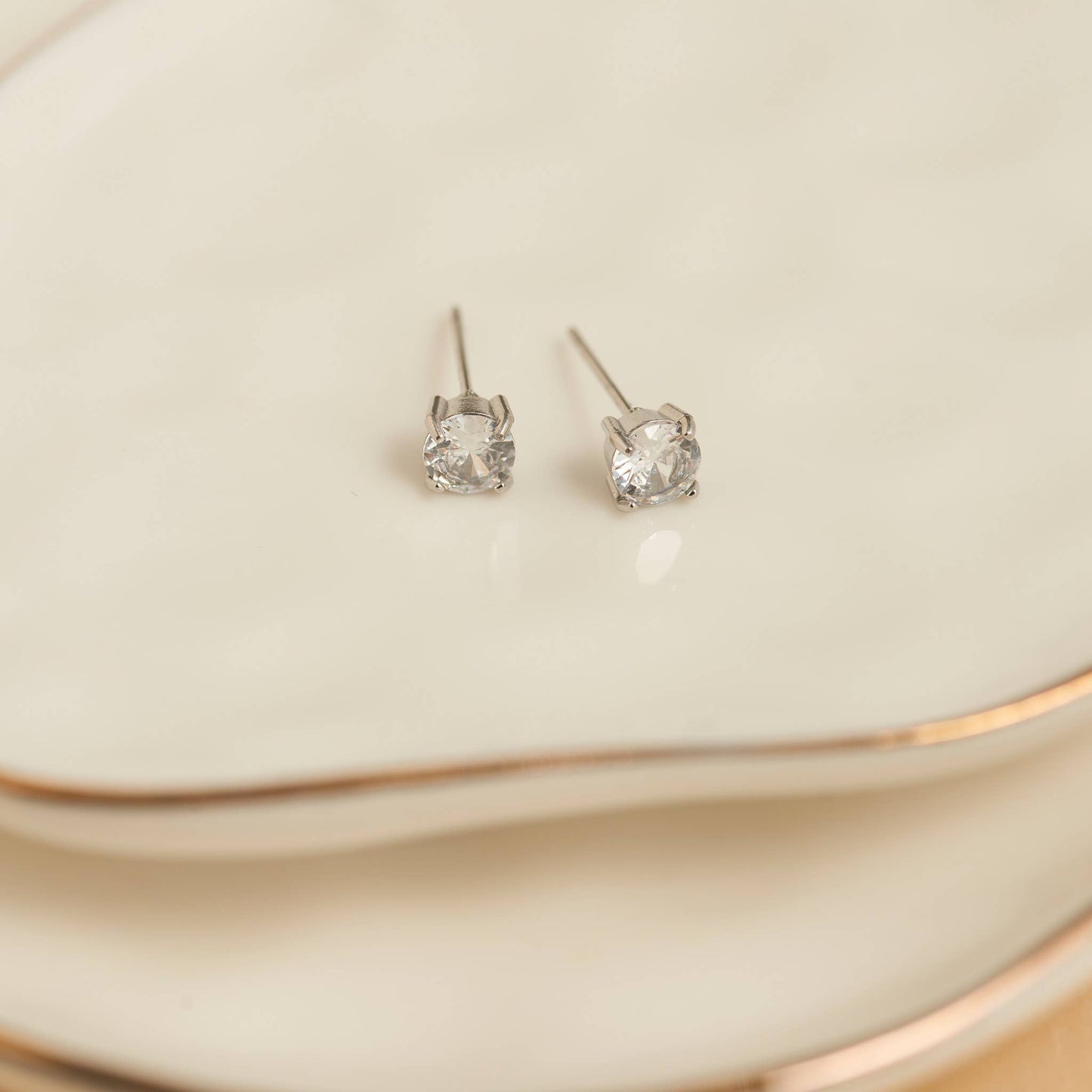 Howard's - Waterproof Earrings 5mm Round Cubic Zirconia Stud Narelle