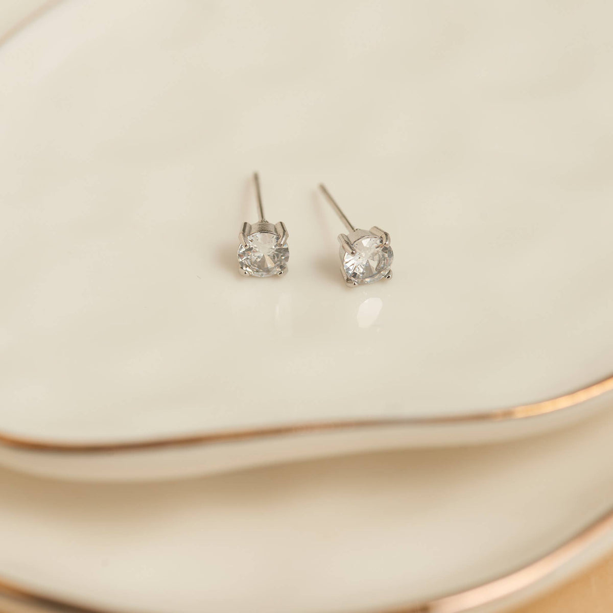 Howard's - Waterproof Earrings 5mm Round Cubic Zirconia Stud Narelle