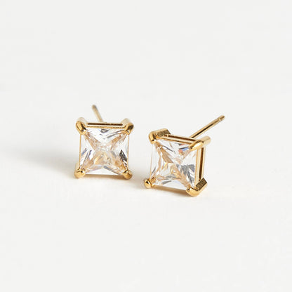 Howard's - Waterproof Earrings 6mm Square Cubic Zirconia Stud Narelle