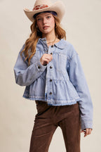 Listicle - Peplum Hem Denim Jacket