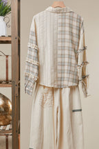 Mello. - Bohemian Lace Panel Mixed Stripe Shirt