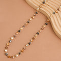 Beaded Long Necklace 38" Lucie Neutral Stone Chain