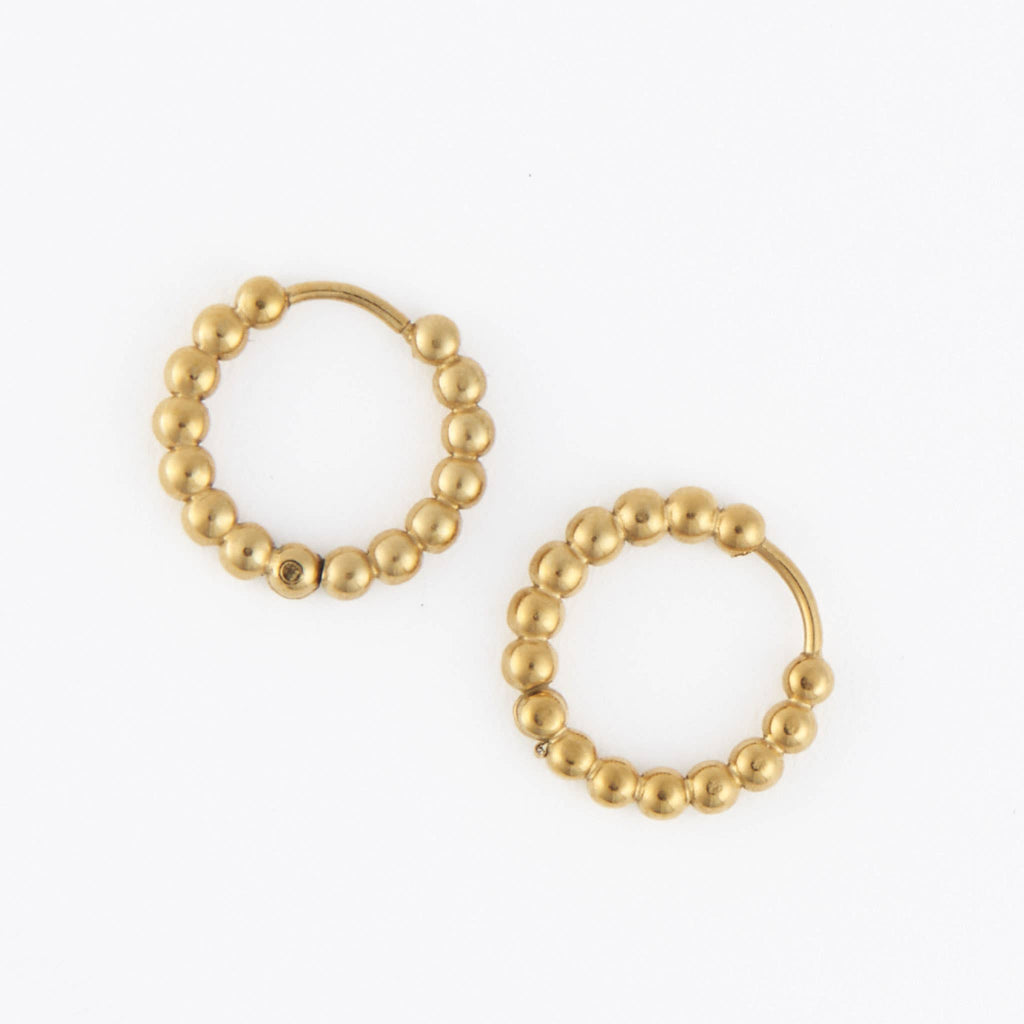 Howard's - Waterproof Earrings Narelle Beaded Hoop Gold & Steel Narelle