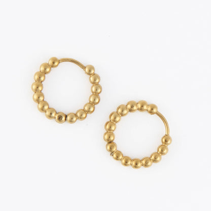 Howard's - Waterproof Earrings Narelle Beaded Hoop Gold & Steel Narelle