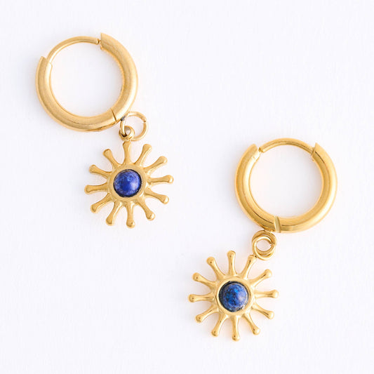 Howard's - Hoop Earrings Sunburst Lapis Waterproof Gold Narelle