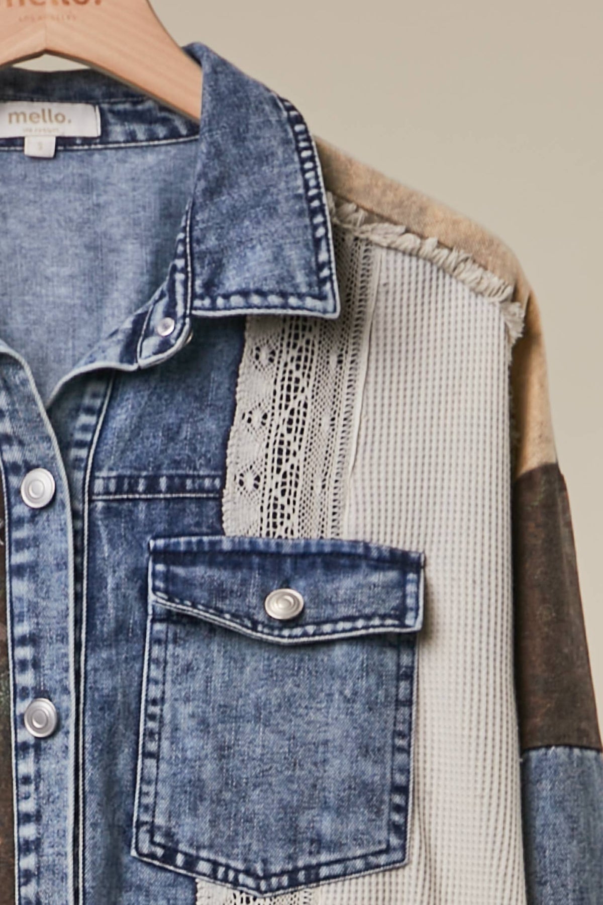 Mello. - Vintage Denim Patchwork Shirt Jacket