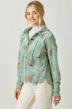 Festive Flower Embroidery Hoodie Jacket