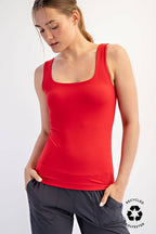 BUTTER FABRIC SQUARE NECKLINE SLEEVELESS TANK TOP