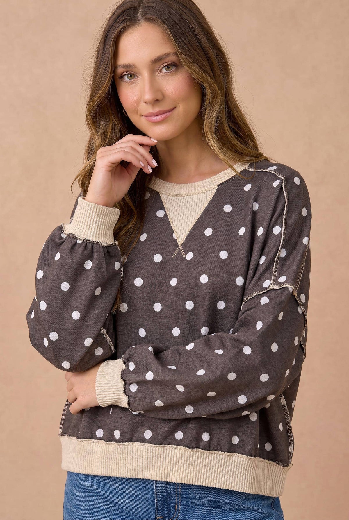 Haptics - Oversized Polka Dot Pullover