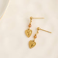 Howard's - Tiger Eye Earrings Heart Drop Waterproof Narelle Gold
