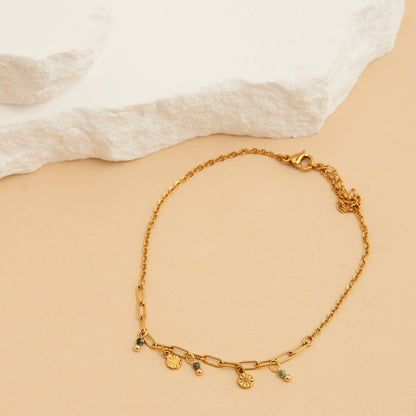 Howard's - Waterproof Anklet 18K Gold Beaded Charm Narelle