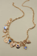 CHARM NECKLACE-PORCELAIN HEARTS CROSS NECKLACE |