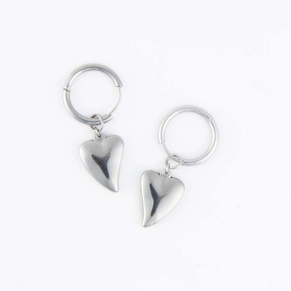 Howard's - Waterproof Earrings Narelle Heart Charm Hoop Gold & Steel