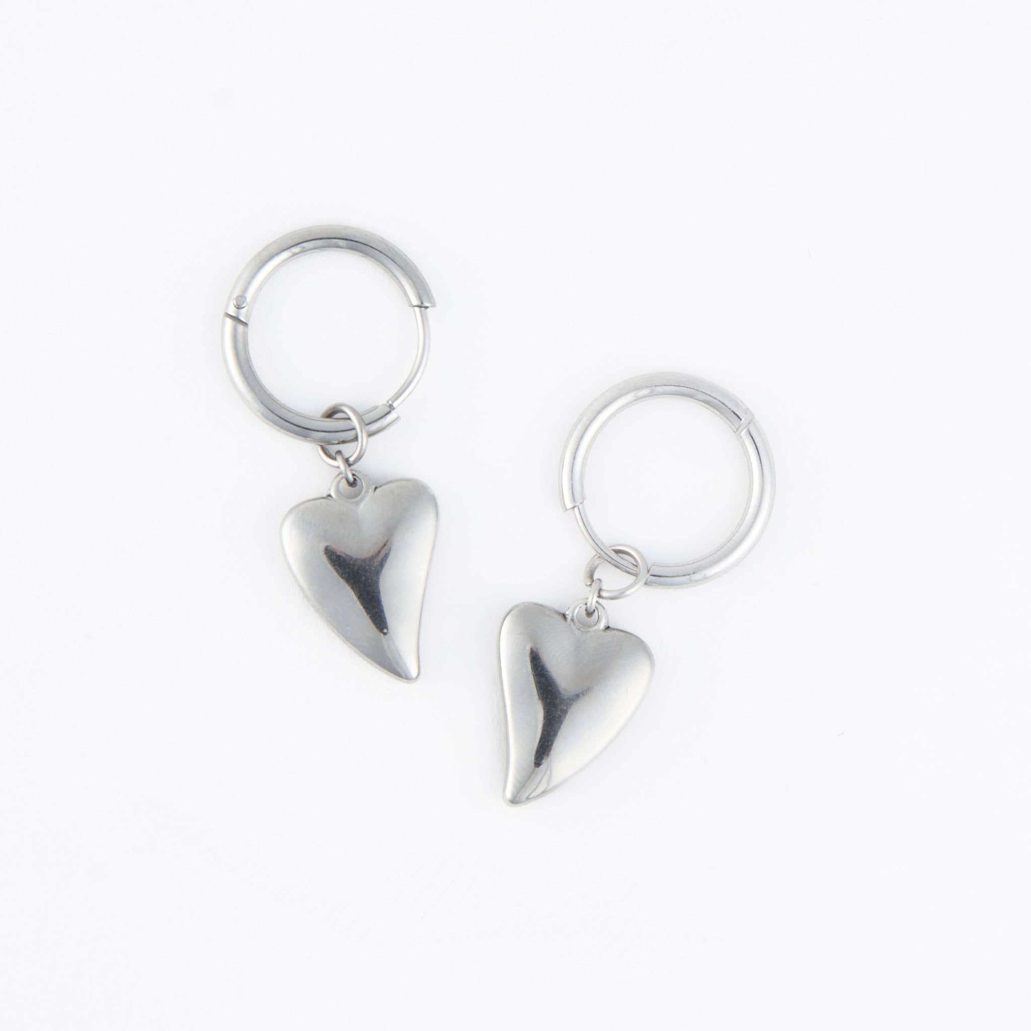 Howard's - Waterproof Earrings Narelle Heart Charm Hoop Gold & Steel