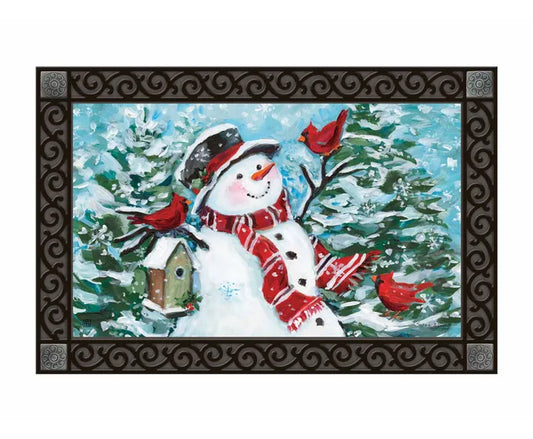 Snowman with Cardinals Mat Mate