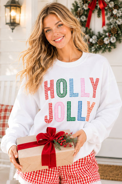 Main Strip - Holly Jolly Multicolor Gingham Pullover – Ready to Ship🎄