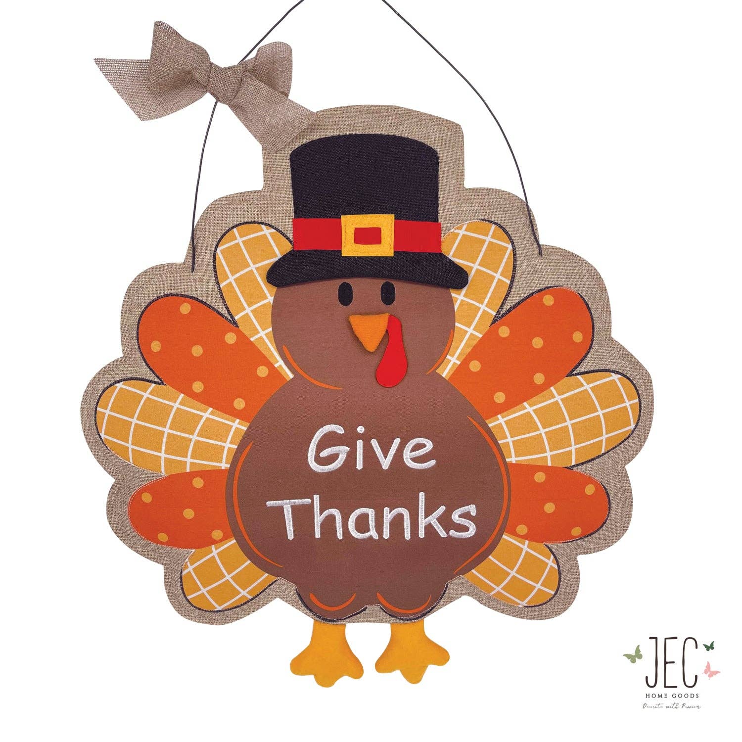 Thanksgiving Fall Turkey Burlap Burlap Wall Décor 21"x20"