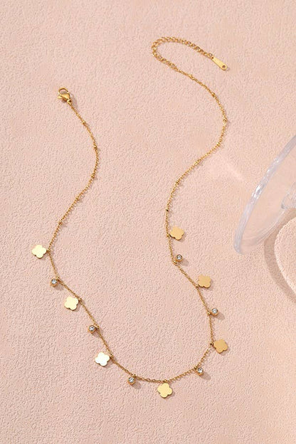 TITANIUM  STEEL NON-TARNISH MINI CLOVER NECKLACE