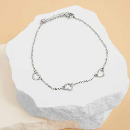 Howard's - Waterproof Anklet Stainless Steel Linked Heart Narelle