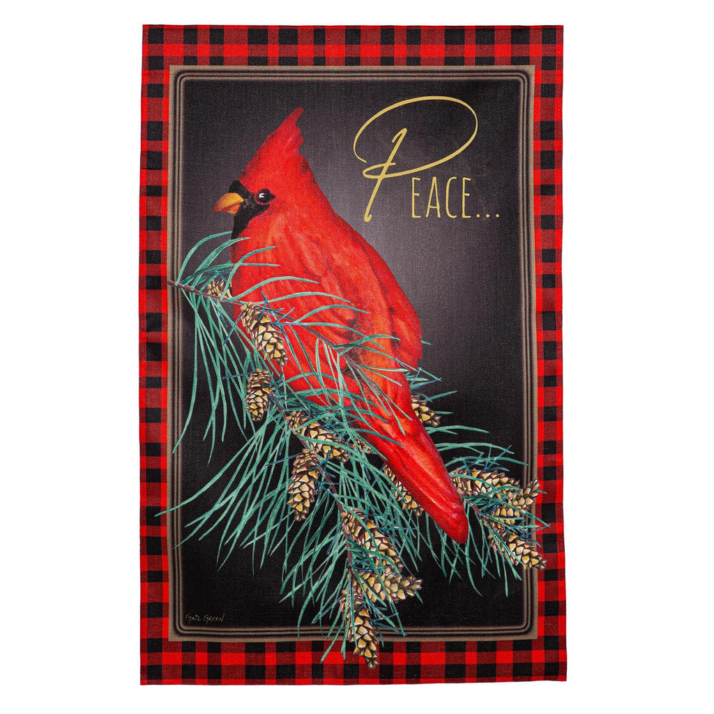 Cardinal Peace Burlap House Flag