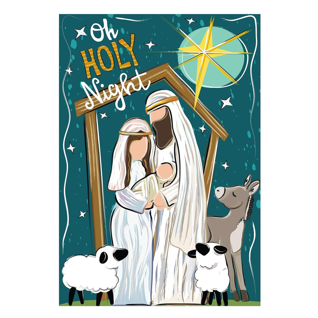 Oh Holy Night Burlap House Flag