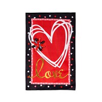 Scattered Hearts and Bow Burlap Flag