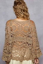 Alexus Round Neck 3/4 Sleeve Crochet Cropped Top