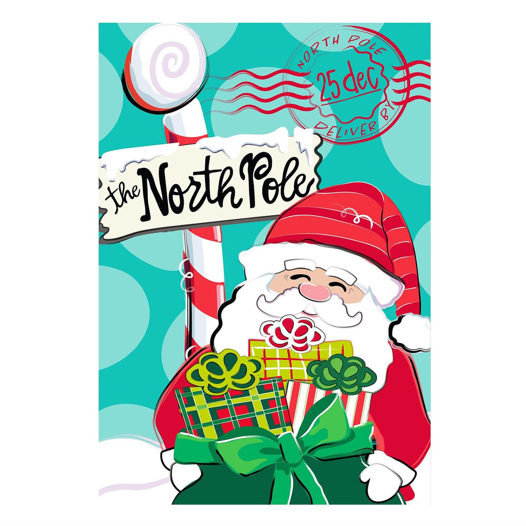 North Pole Welcome Burlap Flag