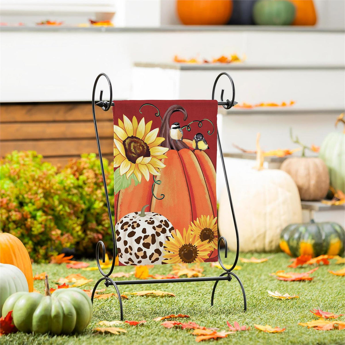 Animal Print Pumpkin Suede Flag