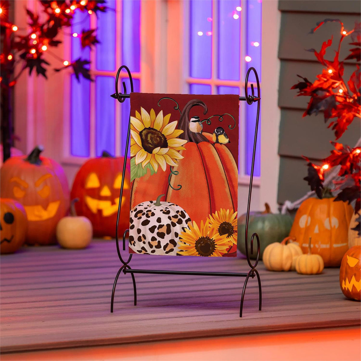 Animal Print Pumpkin Suede Flag