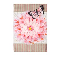 Dahlia & Butterfly Burlap Garden Flag