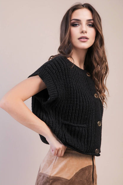 Oversized Button Down Knit Sweater Top