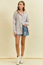 Happy FRAYDED DROP SHOULDER JACKET WITH HOOD - 10521J