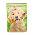 Golden Lab with Flower Crown Lustre Garden Flag
