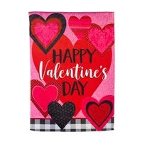 Patterned Valentine's Hearts Garden Suede Flag