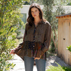 Young Threads - Front-Open Boho Shirt with Quilted Emb & Rayon Tiers