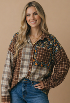 Haptics - Button Down Color Block Oversized Top