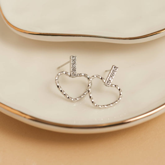 Howard's - Waterproof Earrings Narelle Heart Outline Bar Studs