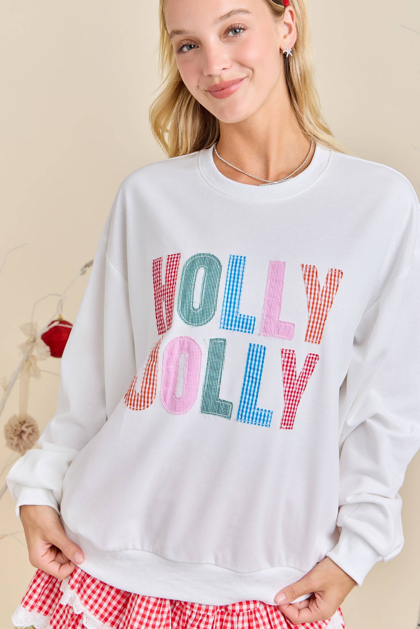 Main Strip - Holly Jolly Multicolor Gingham Pullover – Ready to Ship🎄